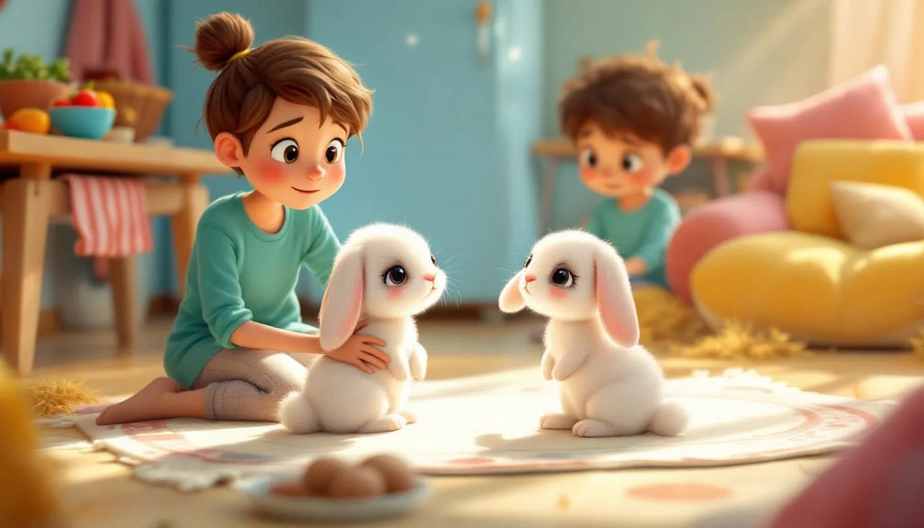A concerned rabbit owner observing their pet rabbit that has stopped eating.