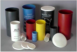 A plastic concrete cylinder mold with custom printing