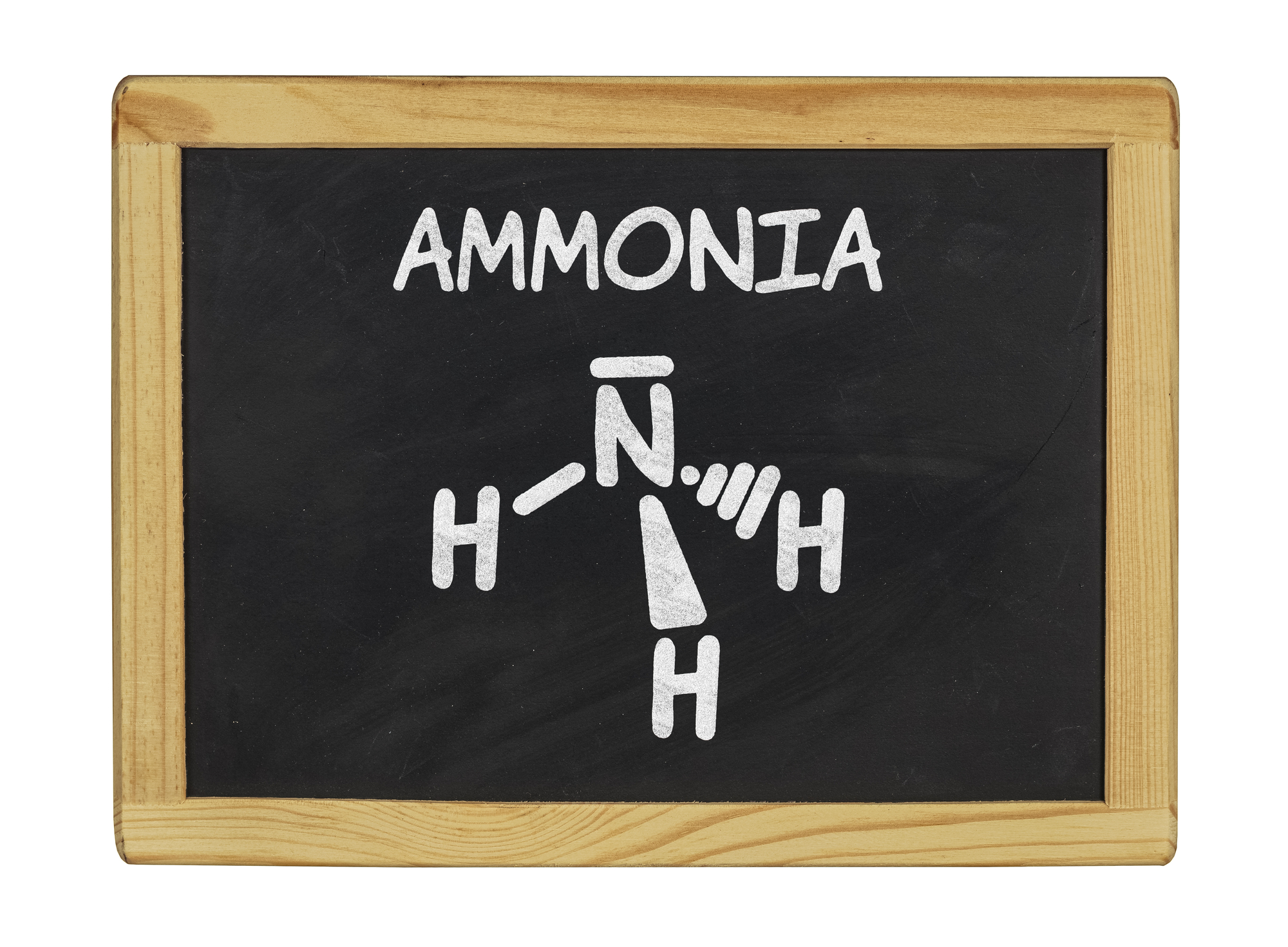 Ammonia chemical formula written on a blackboard