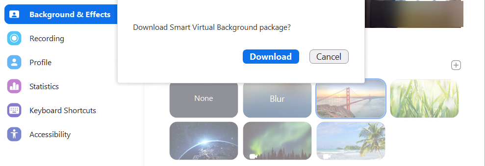 Zoom Smart Virtual Background Package Download