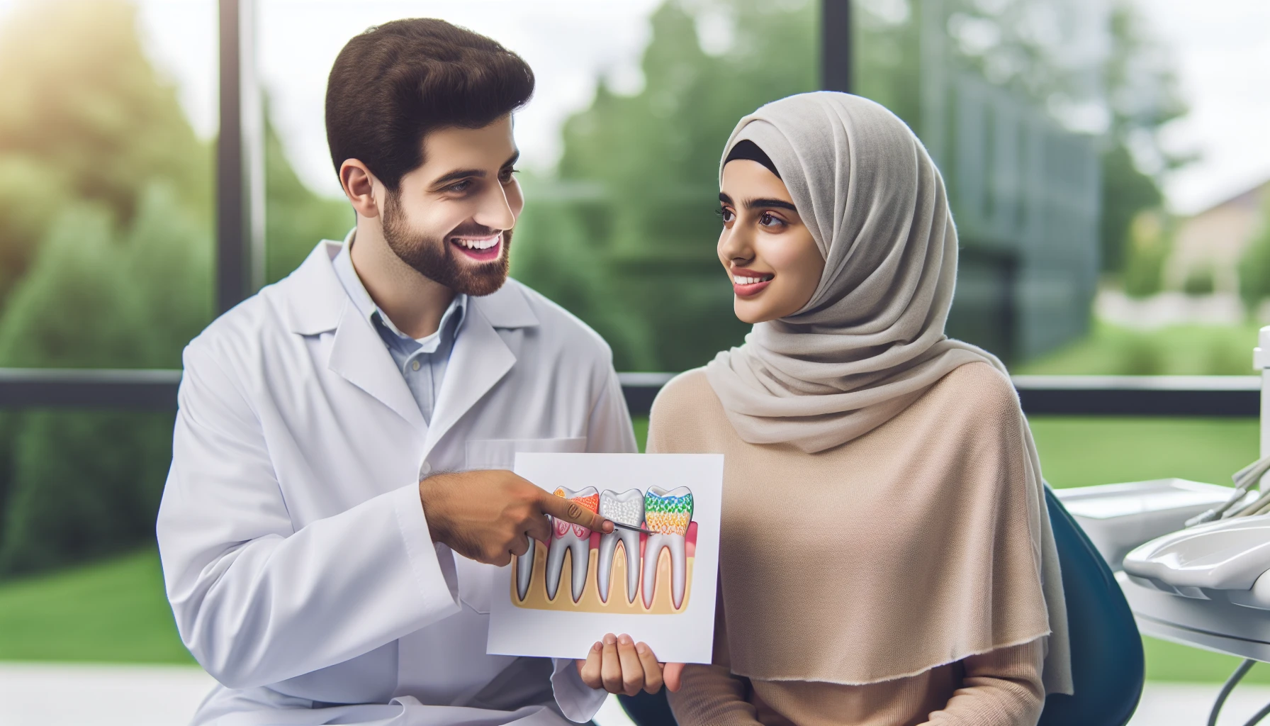 Dentist explaining dental coverage to a patient