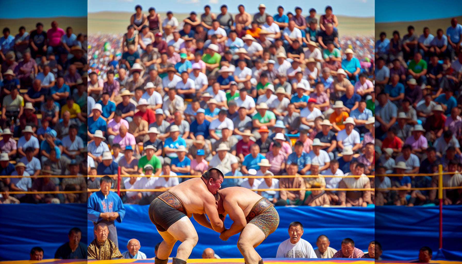 Traditional Mongolian wrestling match