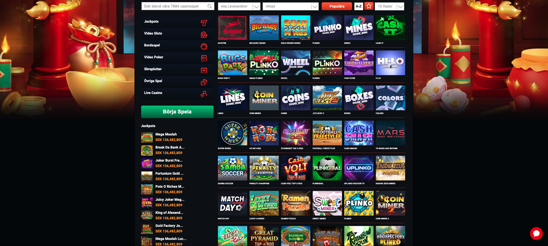 Mega Fortune arkadspel med Aviator, Plinko, Mines och stort utbud av snabba casinospel