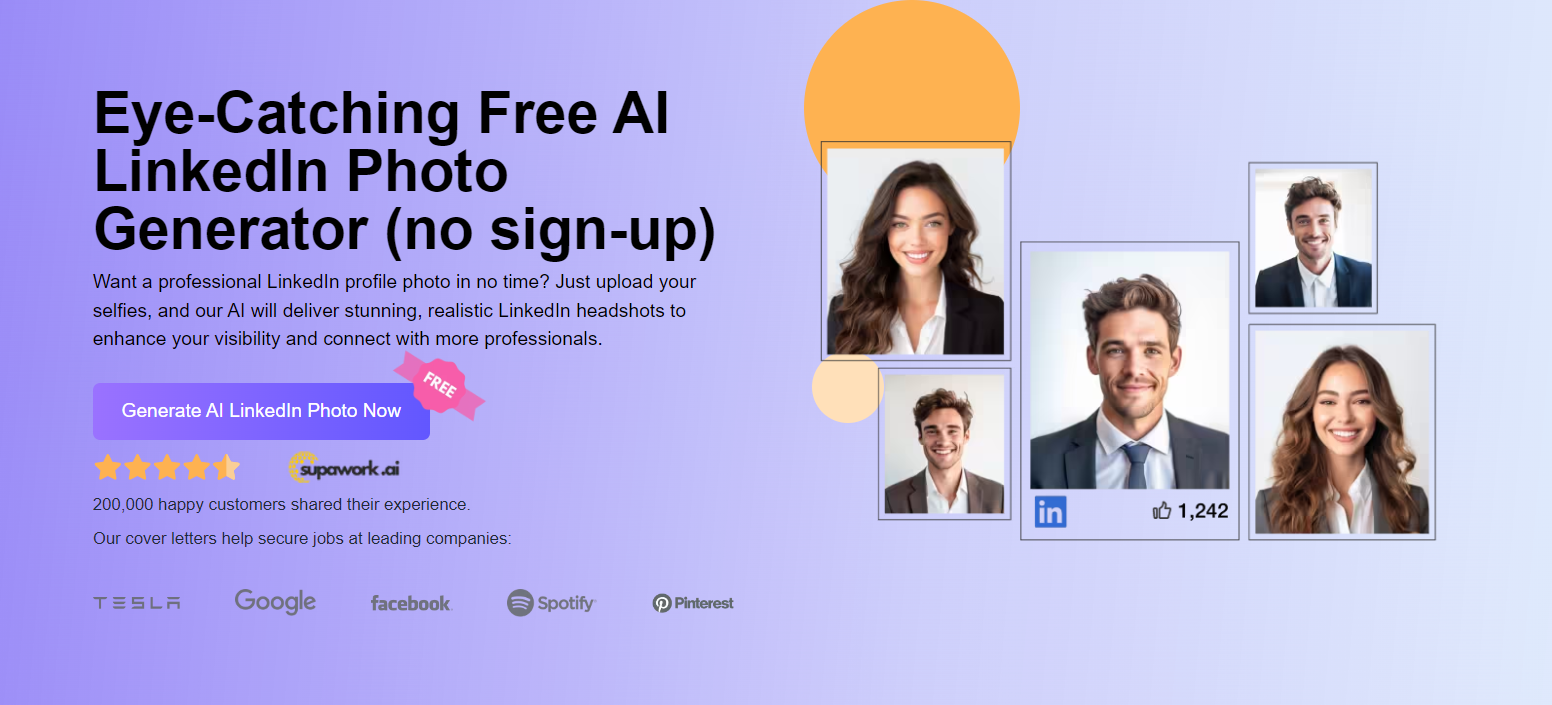 Supawork AI: Free AI LinkedIn Photo Generator (No Sign-Up)