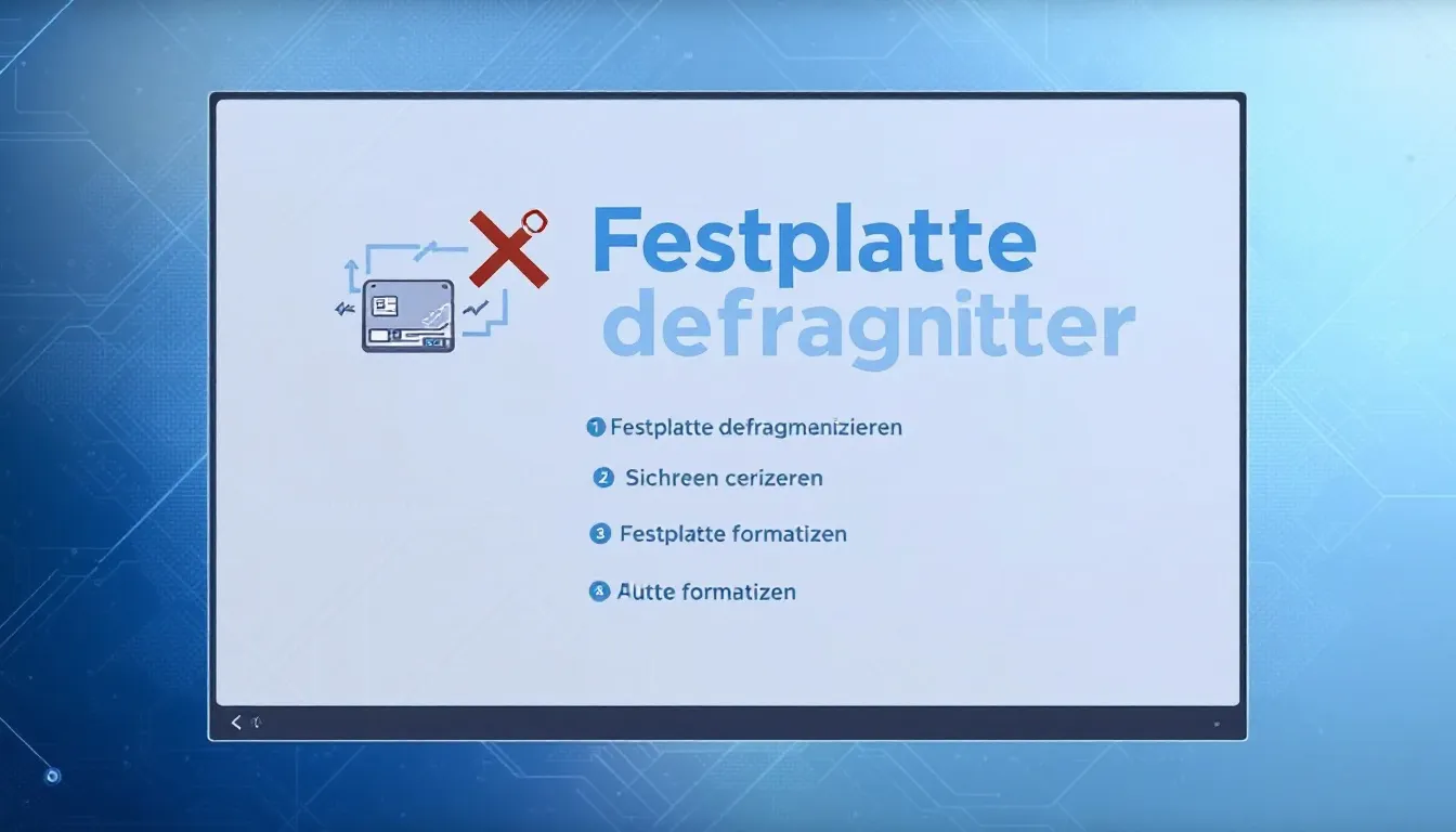 Festplatte defragmentieren zur Verbesserung der PC-Leistung.