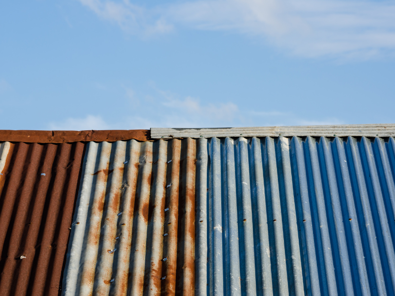 An image of a rusty metal roof in the San Antonio area. 