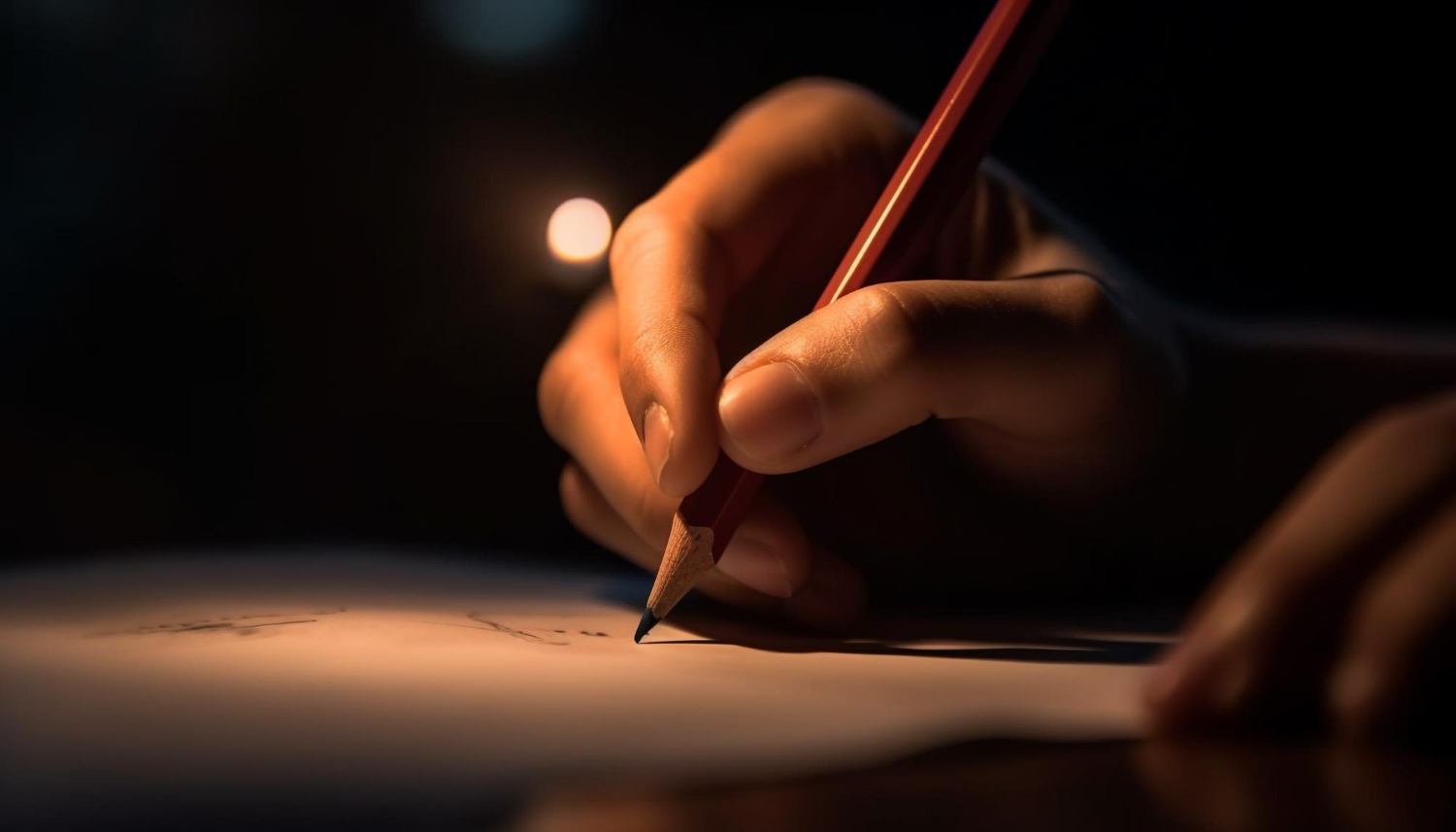 An image of a giant pencil writing a pun.