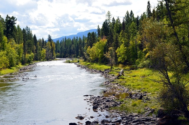 montana, river, landscape