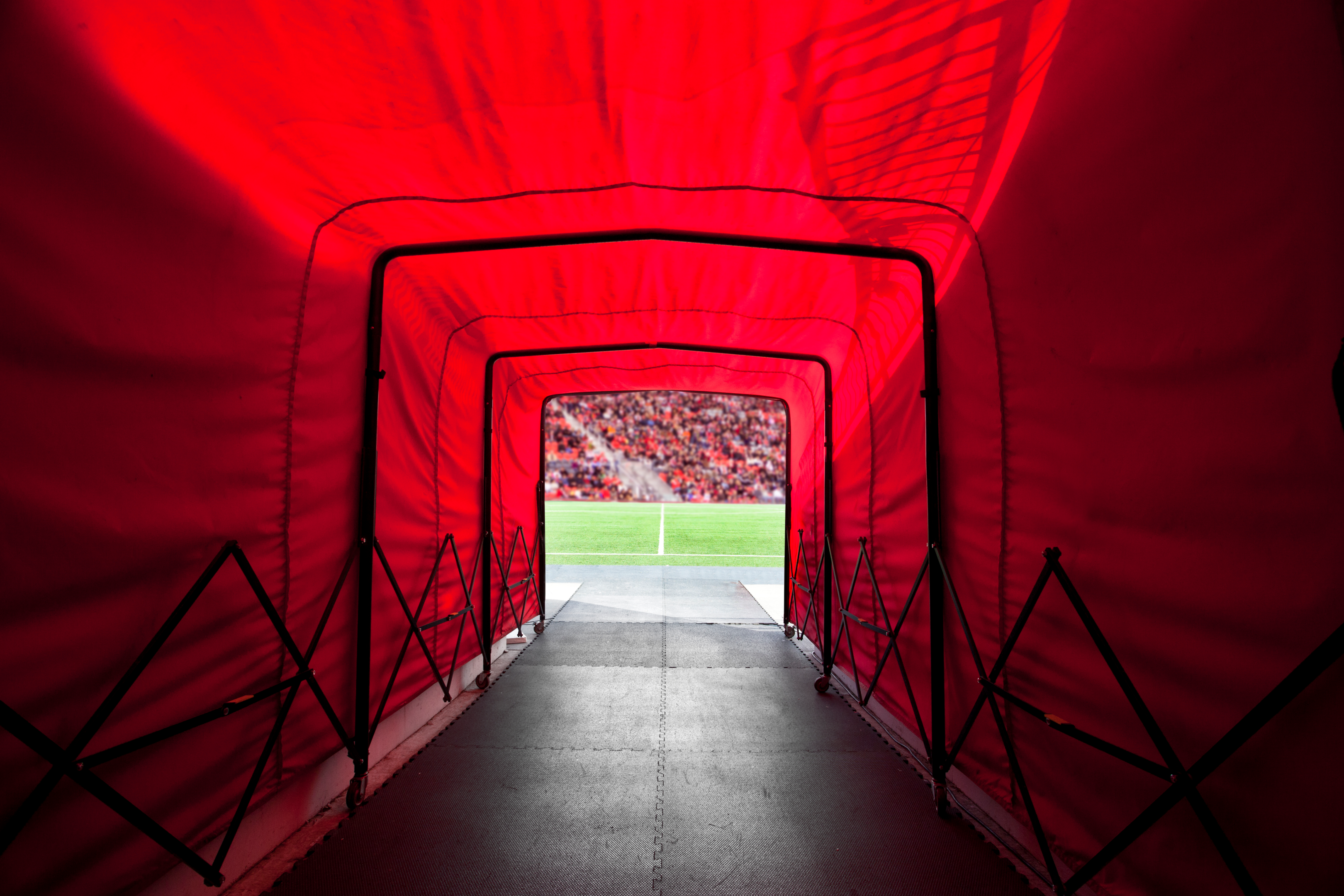 Stadium tunnel onto the field 