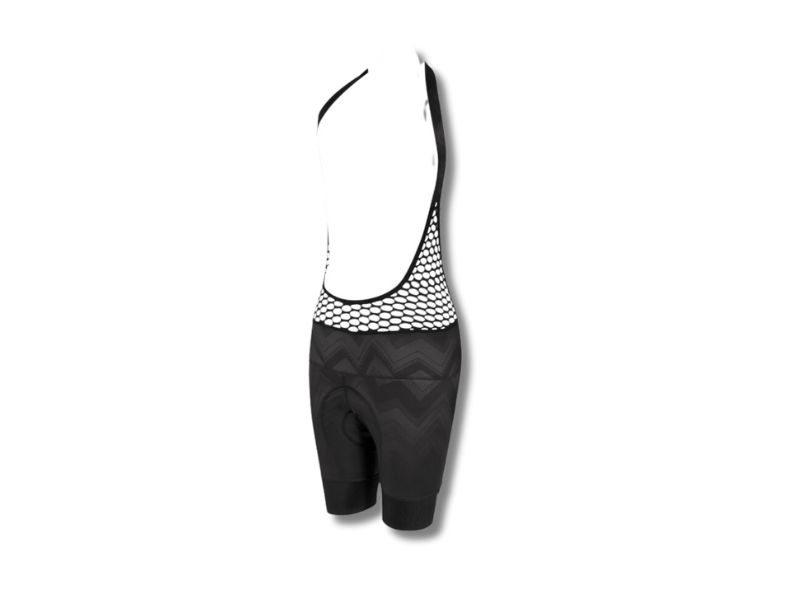 An image showing cycling bibs with built-in suspenders for women.