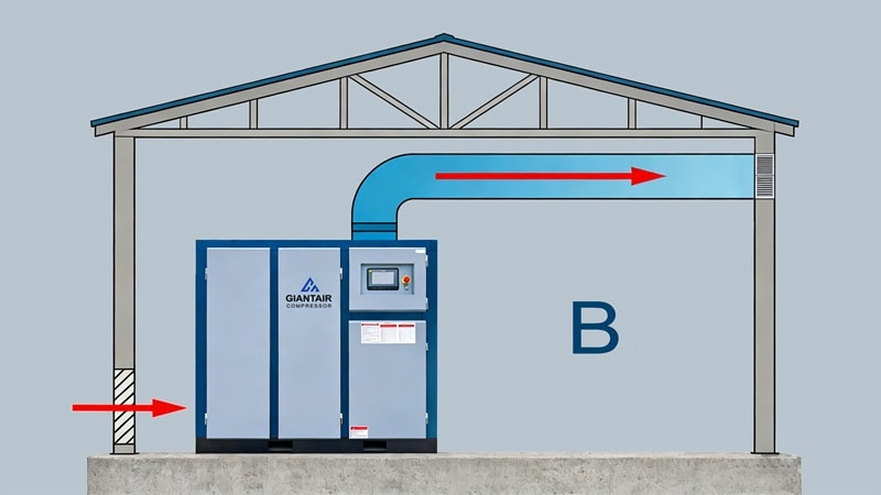 Forced ventilation in air compressor system