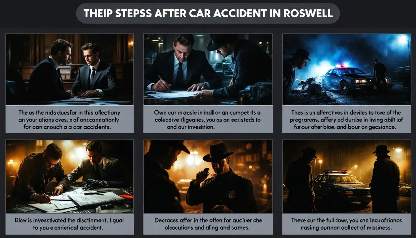 A visual guide showing steps to take after a car accident in Roswell.