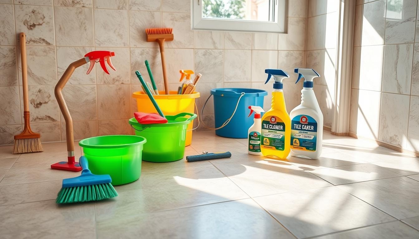 preparing for tile cleaning