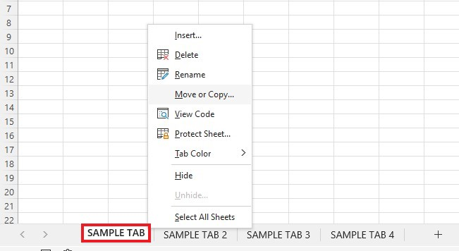 Select the first tab and right-click.