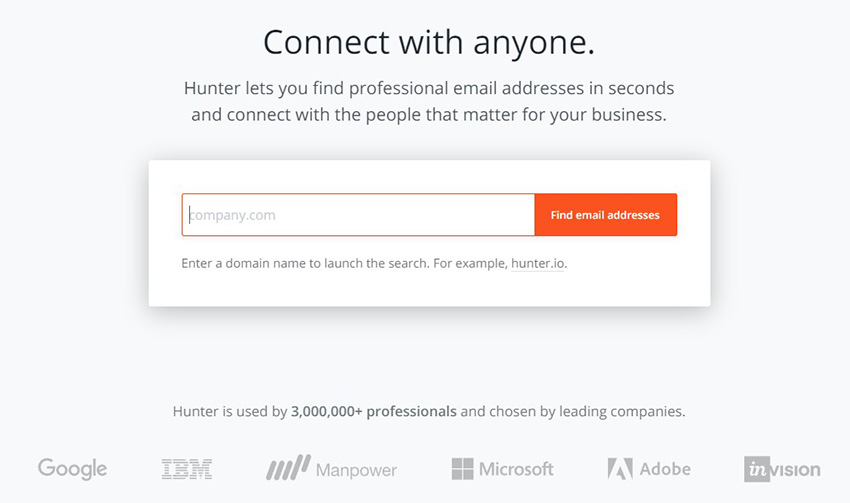hunter.io dashboard