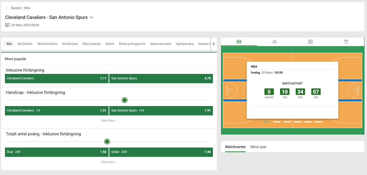 Unibet NBA livestream