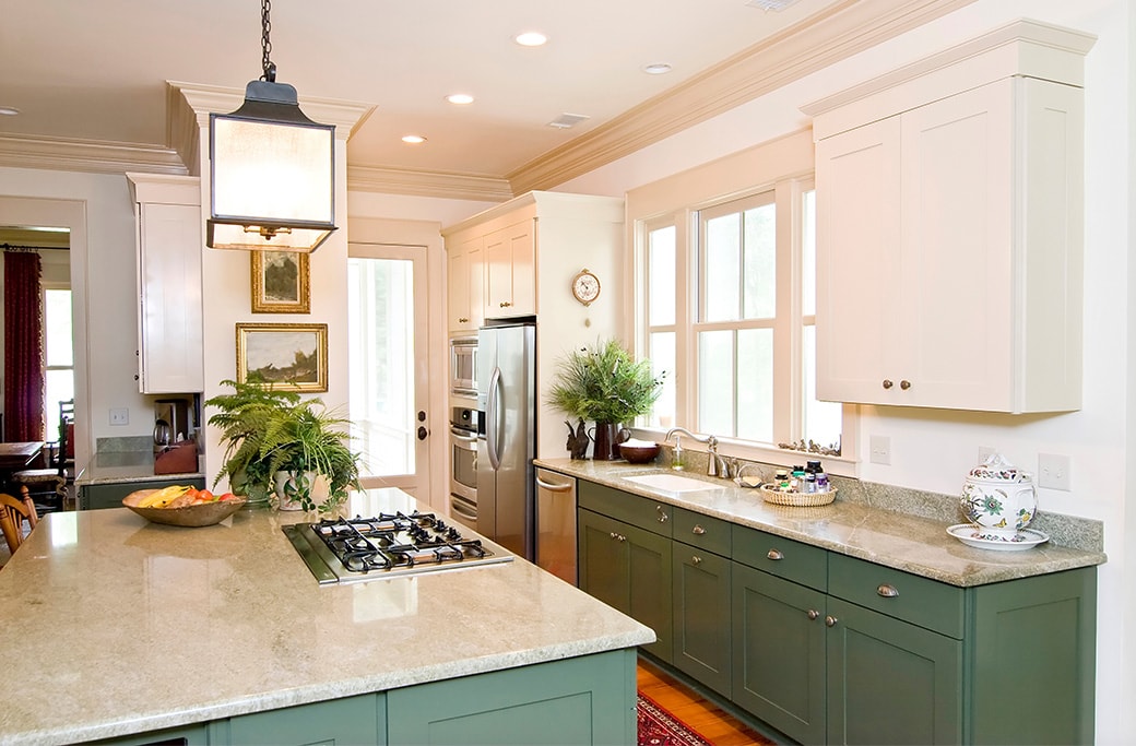 A stylish kitchen island that enhances food preparation.
