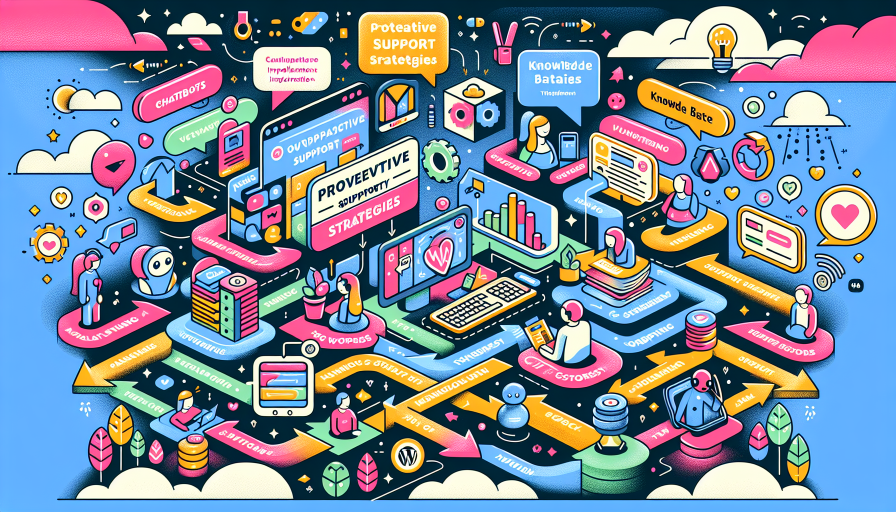 A visual guide on implementing proactive support strategies for WordPress.