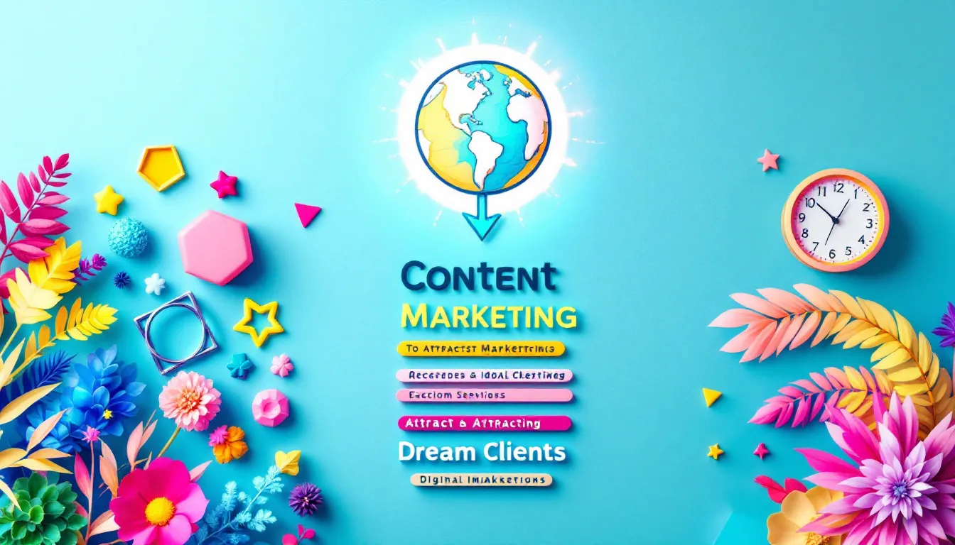 A digital marketing strategy board with various content marketing ideas to attract dream clients.