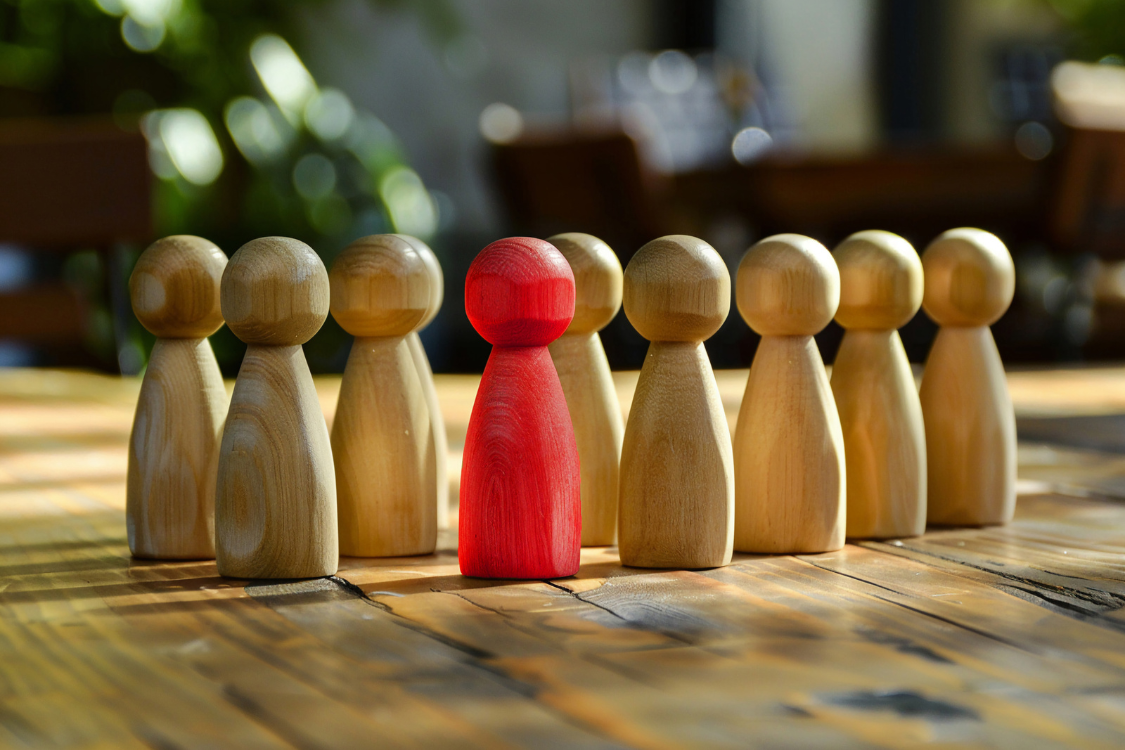 Wooden figures with one red figure symbolizing respect for authority and workplace hierarchy in Filipino culture