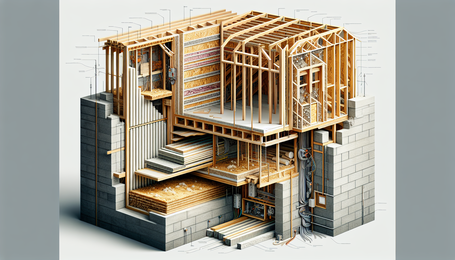 Ilustração de componentes do sistema Wood Frame