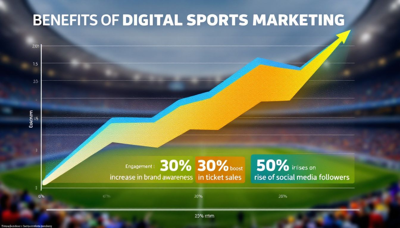 Beneficios del marketing digital deportivo, visualizados a través de un gráfico de resultados.