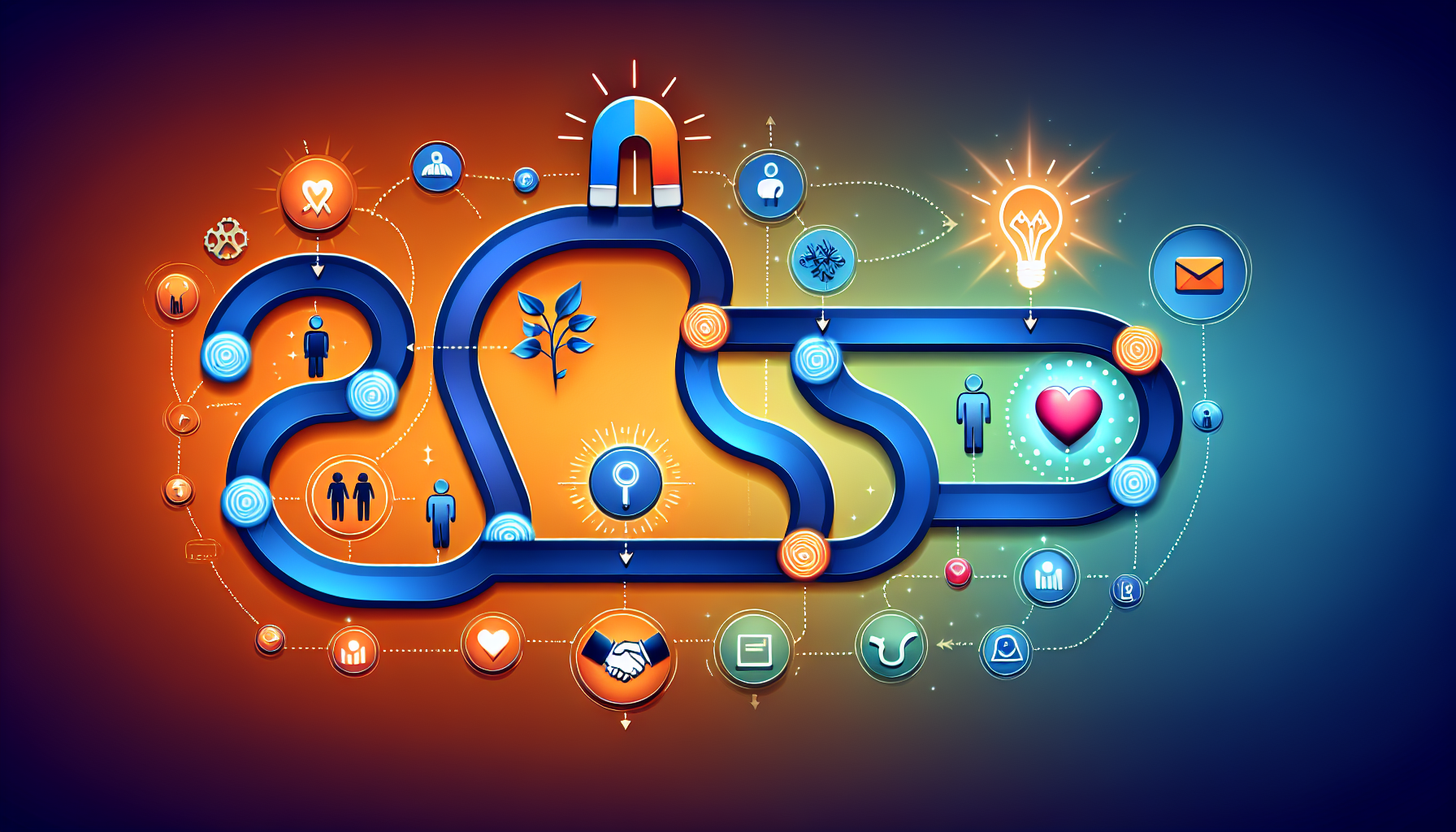 Illustration of a sales process flowchart