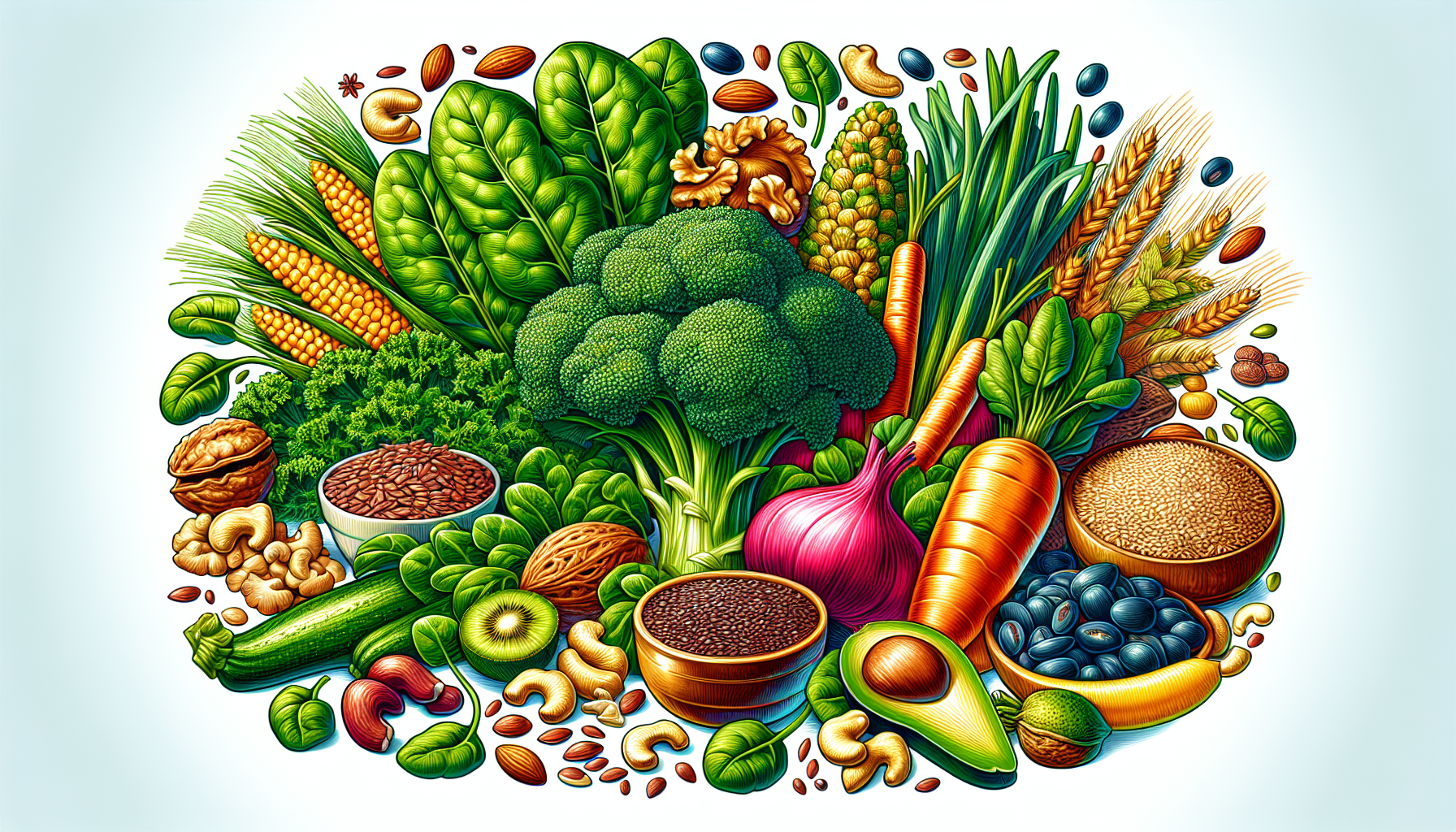 Illustration of magnesium-rich foods