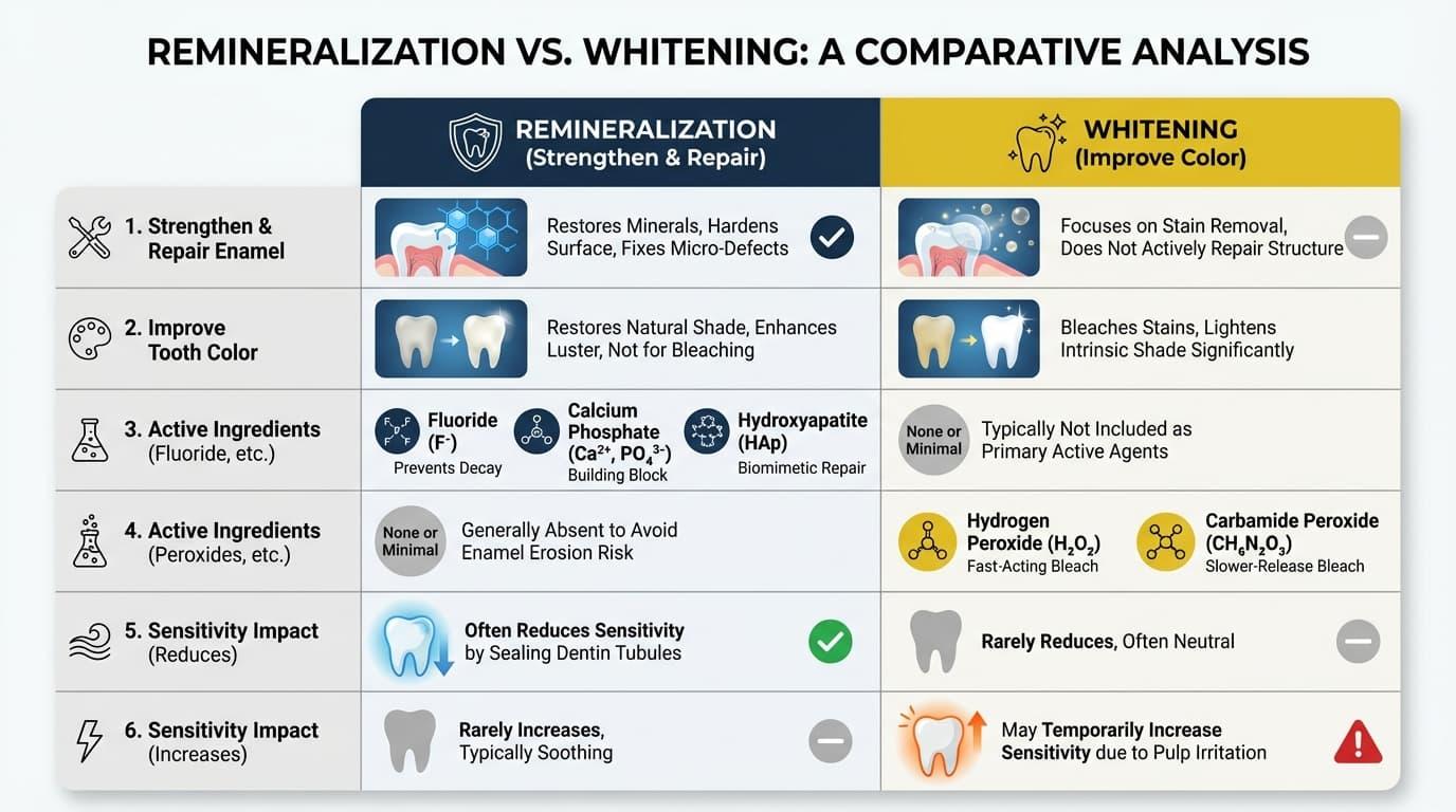 What Are the Key Clinical Differences Between Remineralization and Whitening?