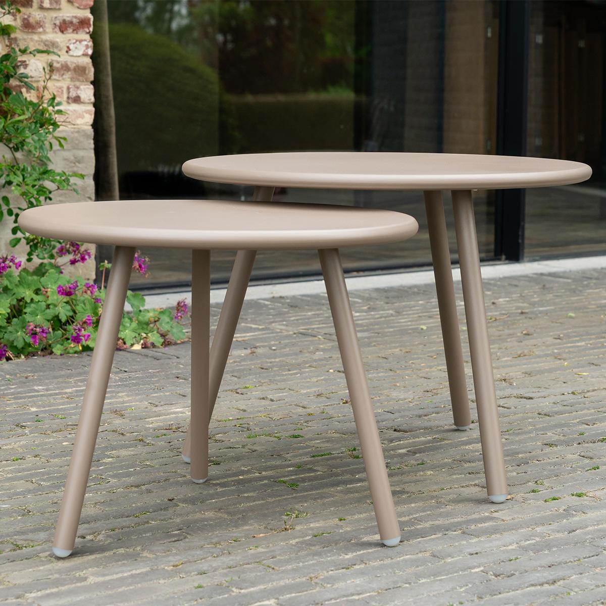 table basse de salon de jardin en acier taupe MARINA Wilsa Garden