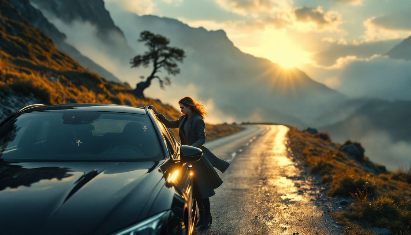 Eine Person bringt eine Vignette auf die Windschutzscheibe eines Autos an.