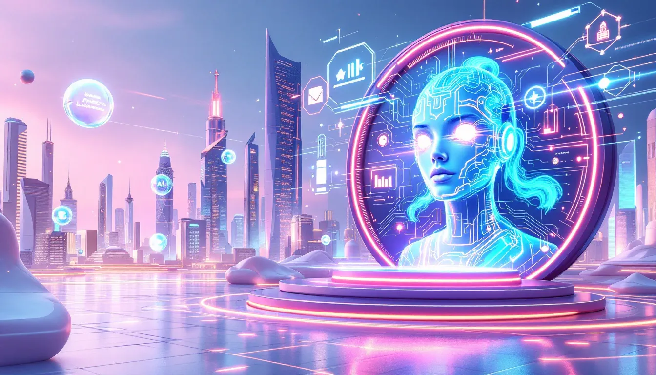 A futuristic concept of AI agents and their evolving capabilities.