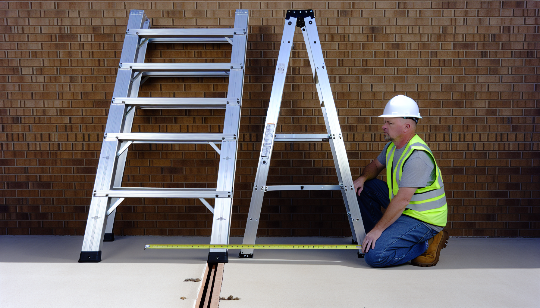 Ladder placement on a level surface