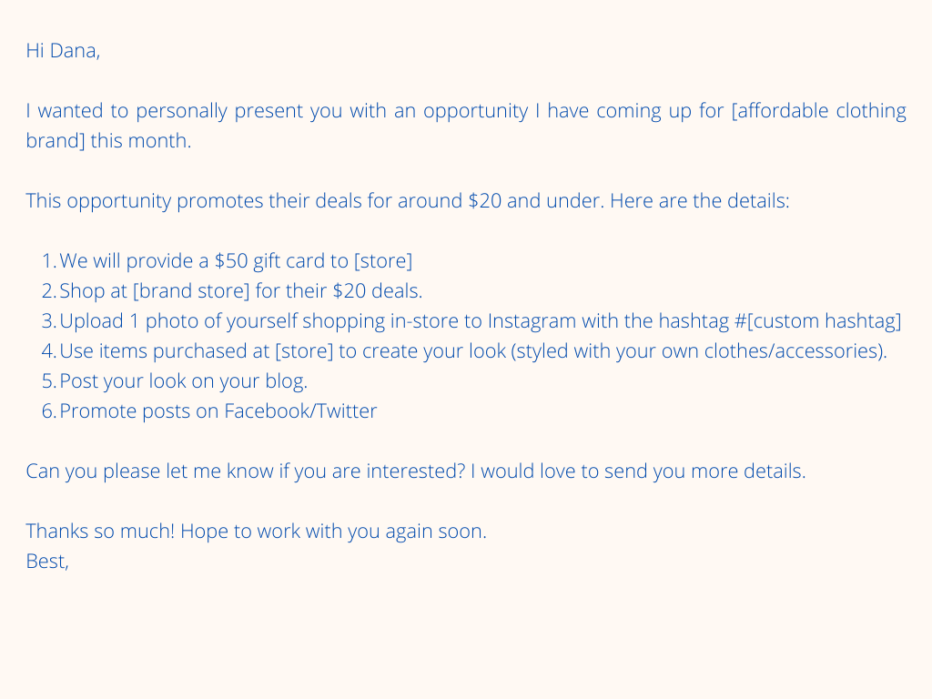 how to write an email outreach template for influencer collaboration 