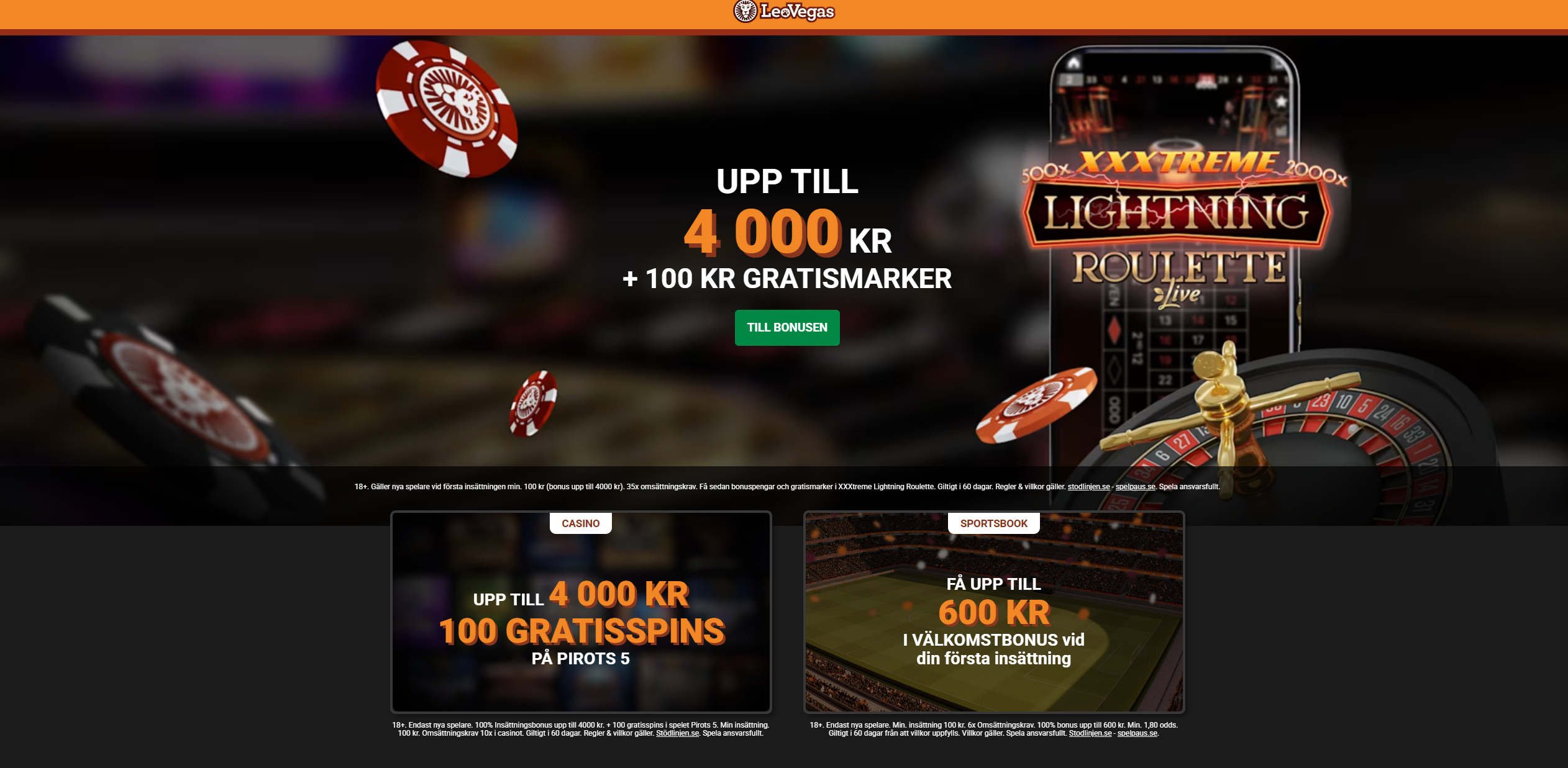 Live casino-bonus