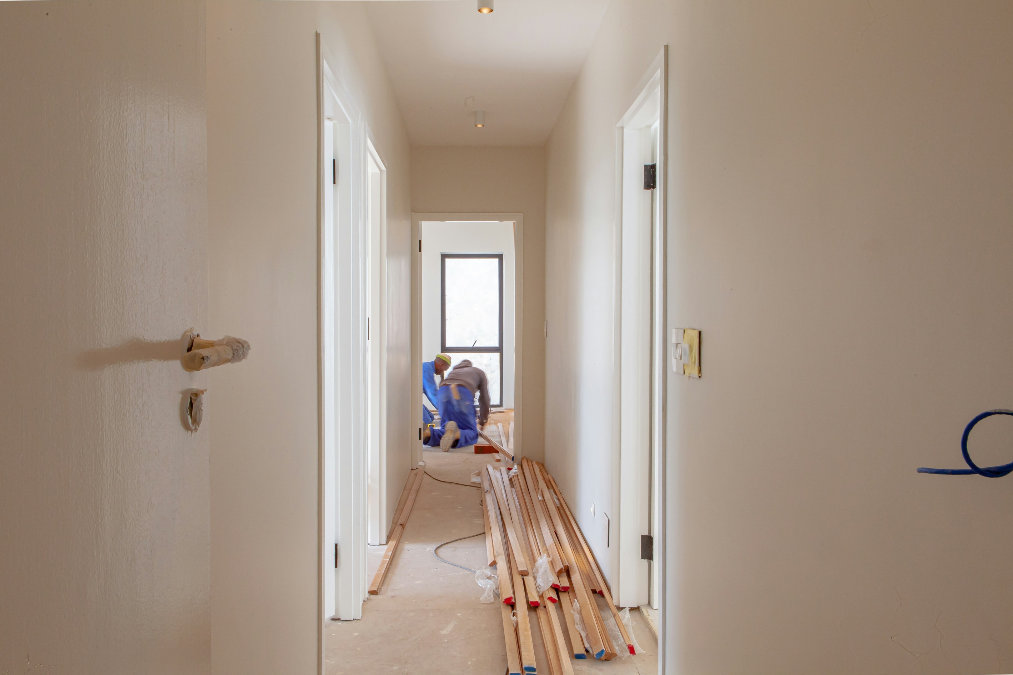 New Jersey house being renovated by contractors.