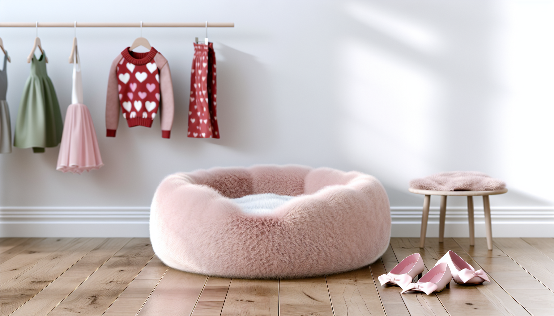 Cozy pet bed and stylish pet clothing
