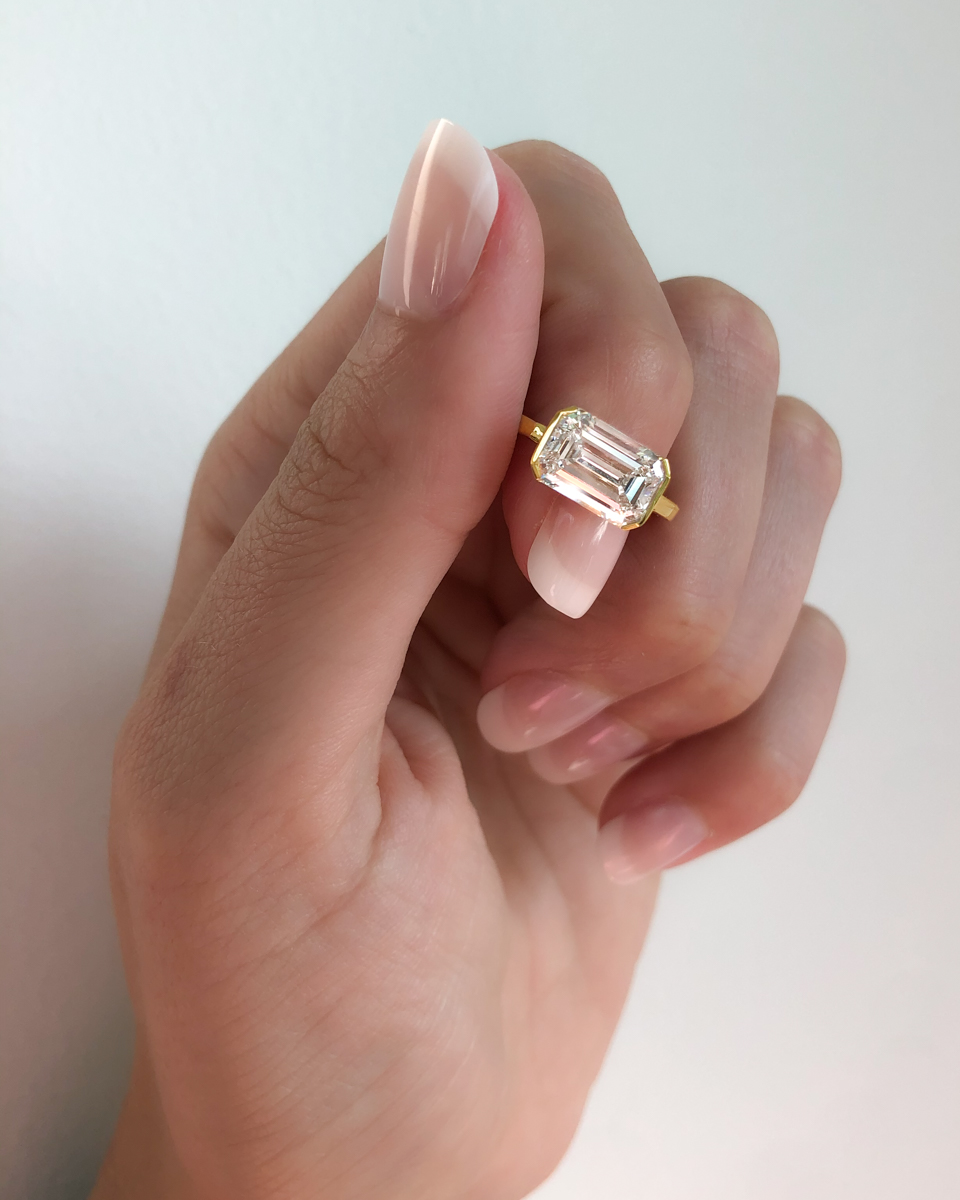 GOODSTONE Half Bezel Engagement ring Emerald cut diamond