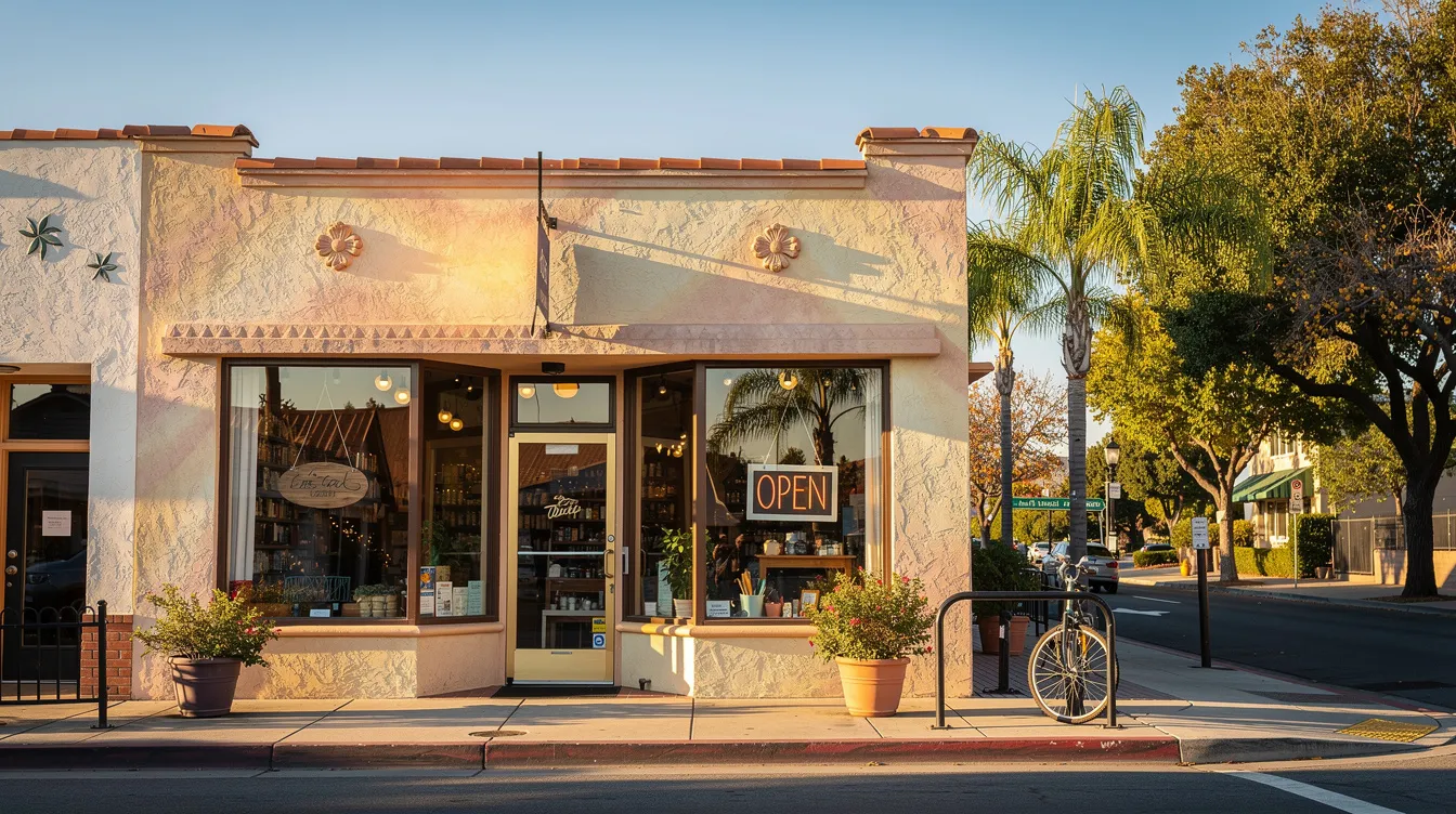 A small business storefront on a California main street.