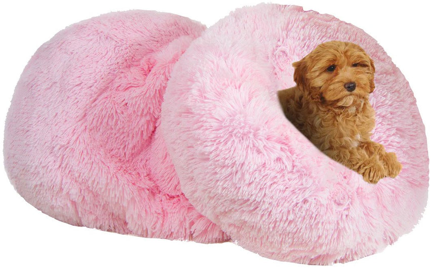 Pink Bessie and Barnie Burrow Doggie Bed