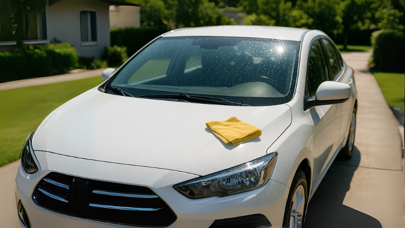Windshield screen maintained and kept clean using microfiber after low pressure wash
