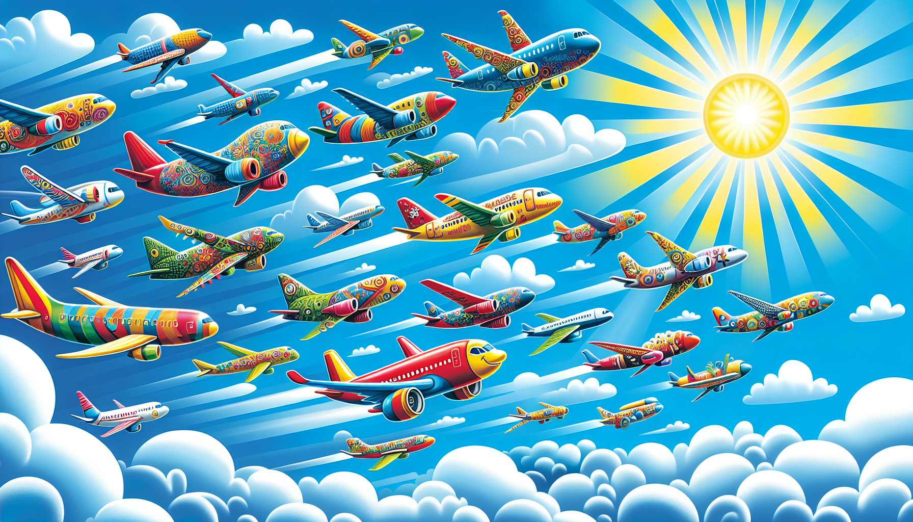 Cartoon representation of popular airlines for STL to LAS flights.