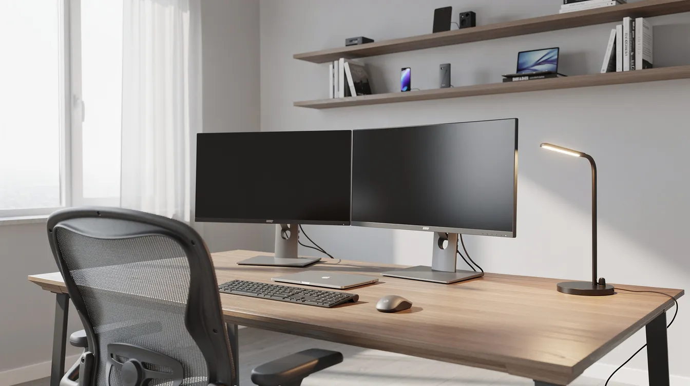 The image depicts a sleek and modern professional workspace featuring advanced computers and technology, ideal for medical billing outsourcing and revenue cycle management. This environment supports healthcare providers in efficiently managing billing services and enhancing patient satisfaction through streamlined processes.