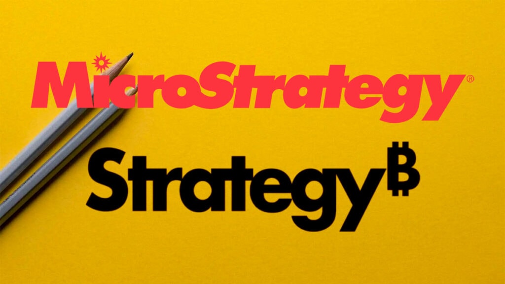 An image showing the rebranding from MicroStrategy to Strategy
