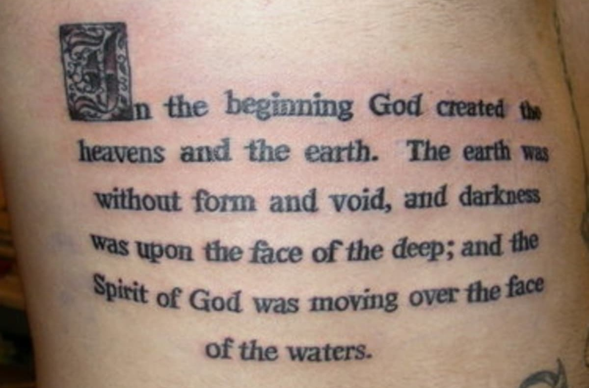 Source: https://tatring.com/tattoo-ideas-meanings/Tattoo-Ideas-Bible-Verses    Caption: Bible scripture tattoo on man's chest