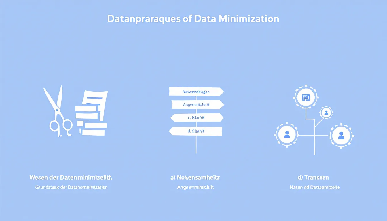 Ein Bild, das die rechtlichen Rahmenbedingungen der Datenminimierung veranschaulicht. DSGVO Grundsatz Datenminimierung