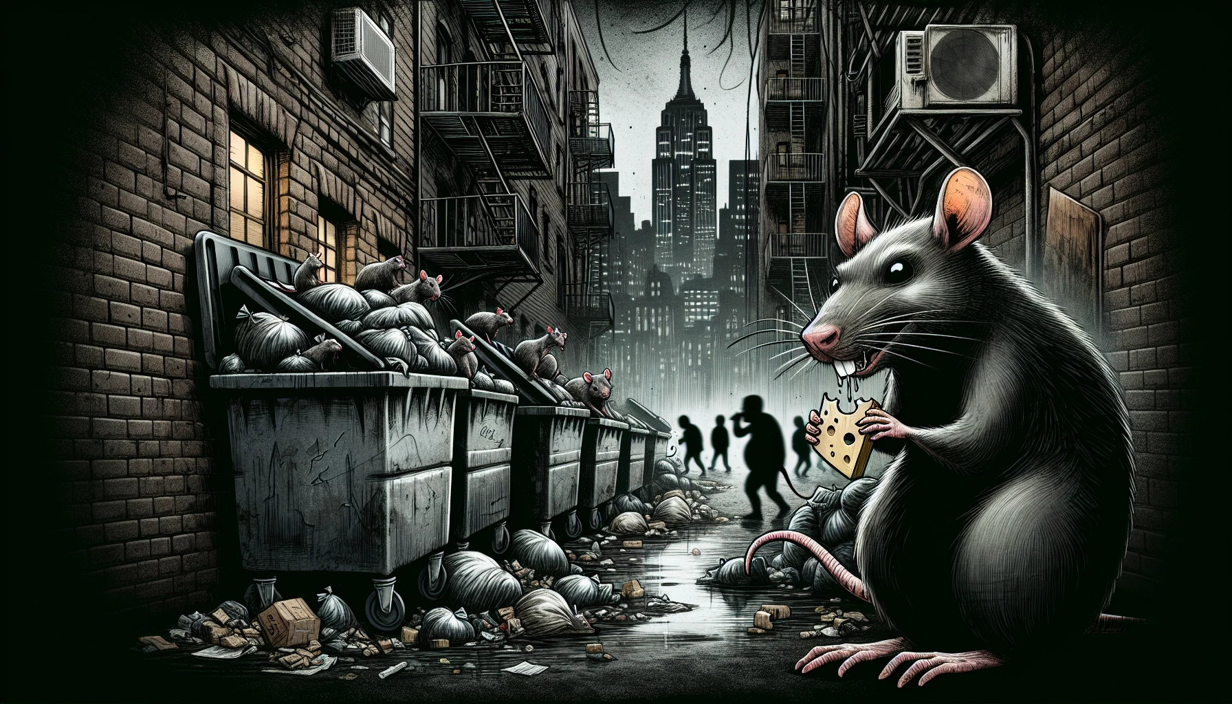 An illustration depicting the impact of rats on public health in New York City