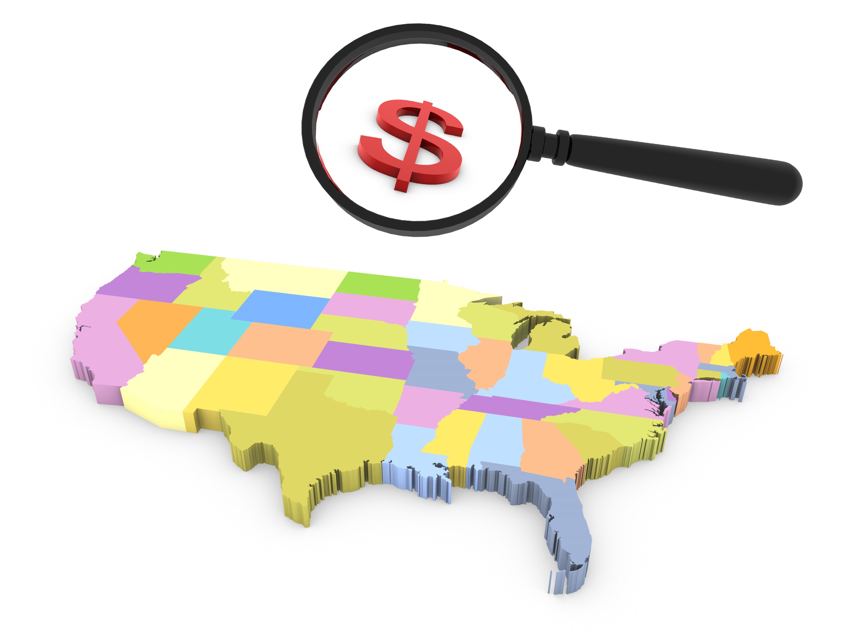 United States map with money