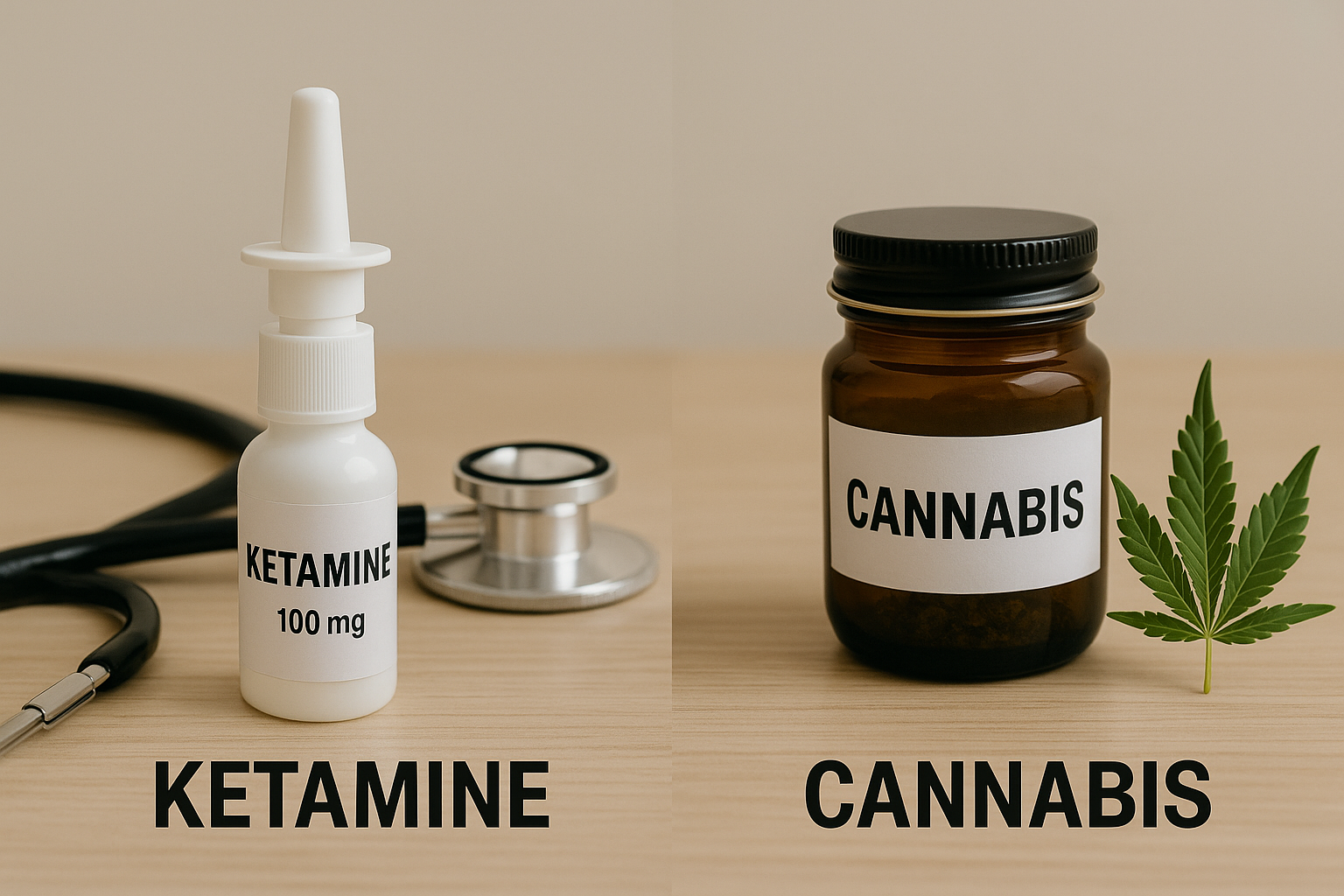 A comparison of ketamine and cannabis in a medical context.