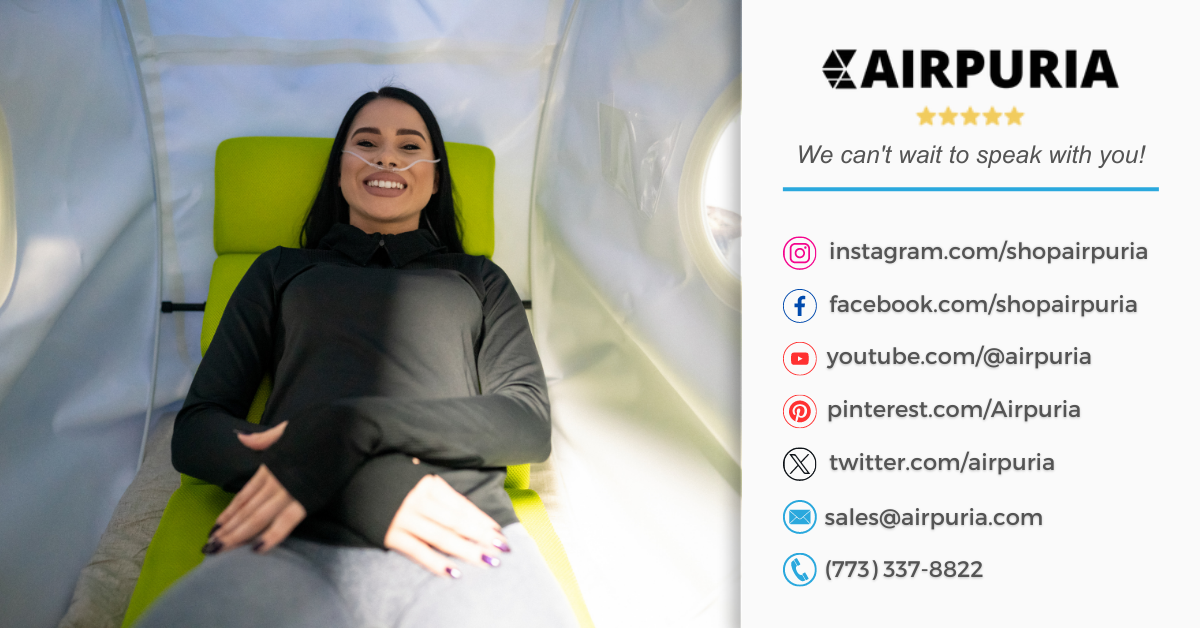 A visual graphic of someone smiling while experiencing the benefits of hyperbaric oxygen therapy.